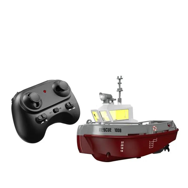 

Dual Motor 1/32 Scale RC Boat With Lights 2.4G Wireless Control Long Range Remote Tugboat Model For Kids