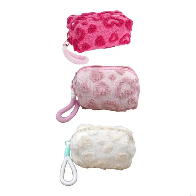 

Travel Makeup Bag Cosmetic Bag Skincare Organisers Plush Makeup Storage Bag Love Print Toiletry Bag Pencil Case