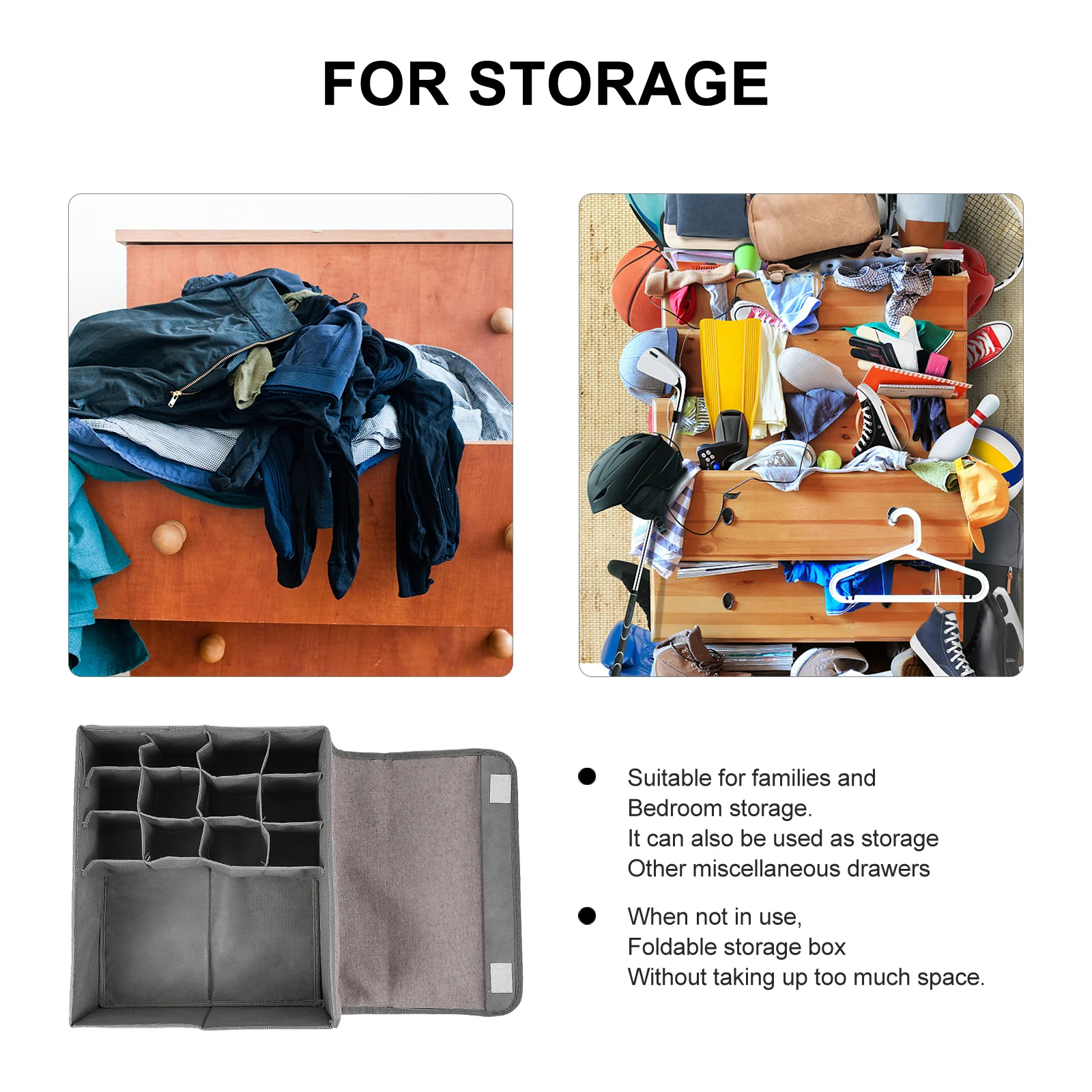 

1Pcs Underwear Storage Case 13-Grid Cotton Linen Organizer for Drawers Socks Bras Scarves Neat Room Underwear Storage Box