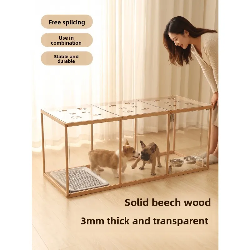 Dog fence, indoor pet with top acrylic dog cat cage, household capped isolation cat fence
