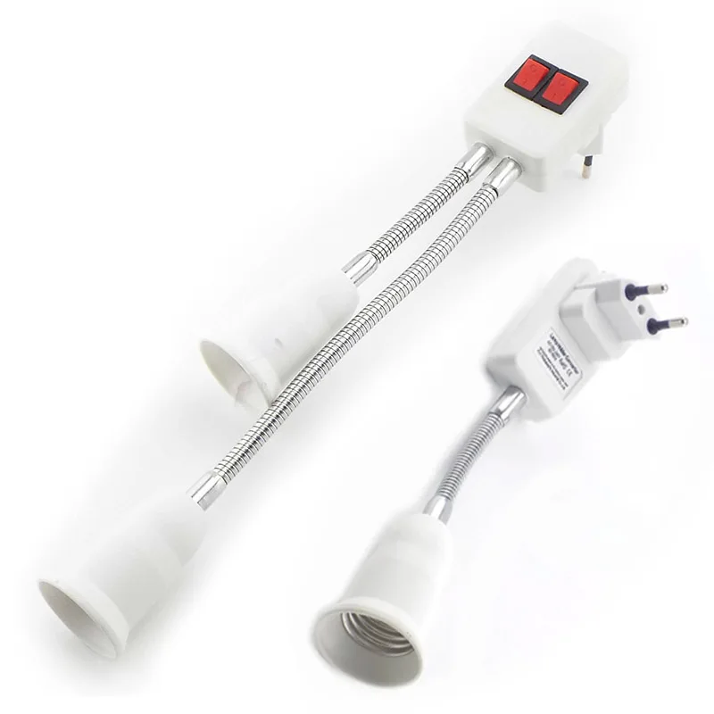 

Светодиодная подсветка, двойная лампа E27, цоколи, цоколи, держатель питания, адаптер, преобразователь включения/выключения, адаптер переменного тока 110-220 В, гибкая вилка европейского стандарта и США a