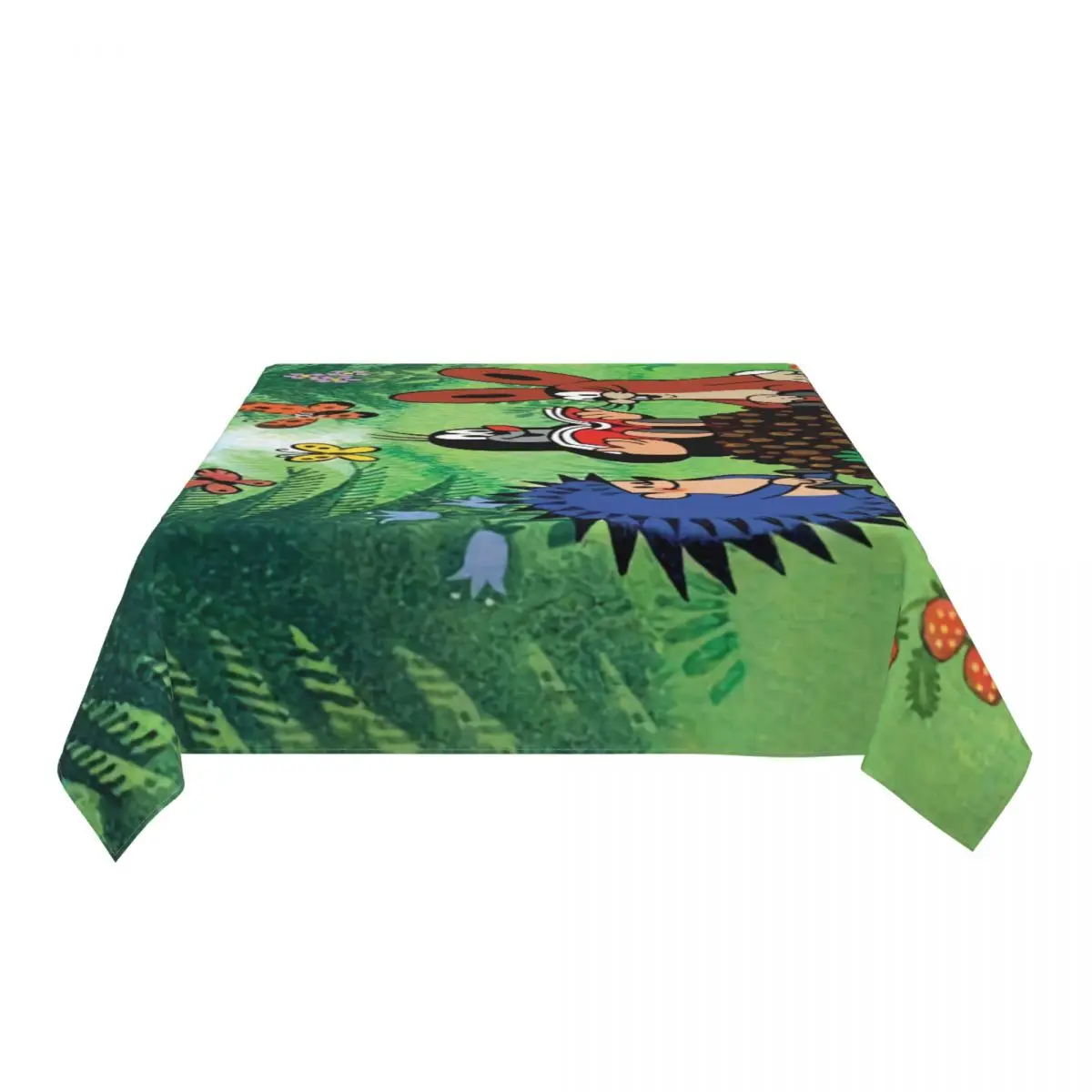 Rectangular Waterproof Oil-Proof Cute Cartoon Mole Tablecloth Backed Edge Table Cover Cartoon Krtek Little Maulwurf Table Cloth
