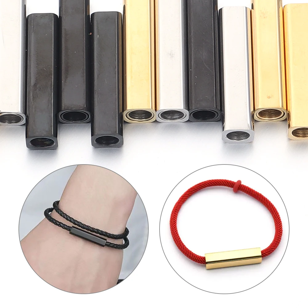 2 قطعة/الوحدة صالح 4 مللي متر الجلود حبل المشابك الفولاذ المقاوم للصدأ مربع مشبك ل قلادة سوار موصلات DIY بها بنفسك صنع المجوهرات #2