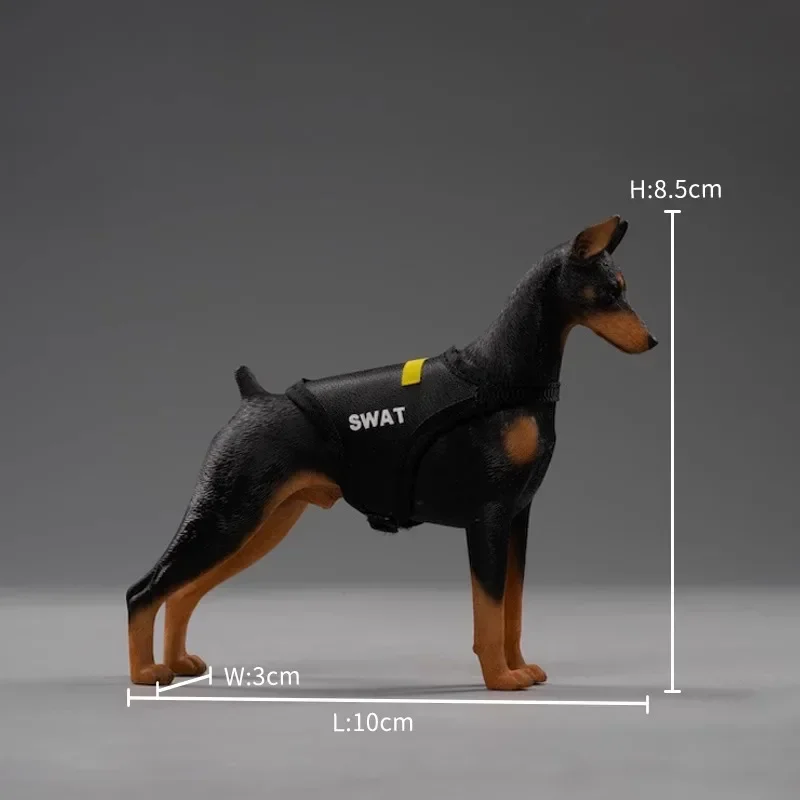 JXK 1/12 Scale จําลองตํารวจสัตว์สุนัข Doberman Pinscher รุ่นทหารตัวเลขการกระทําโต๊ะรถเครื่องประดับ