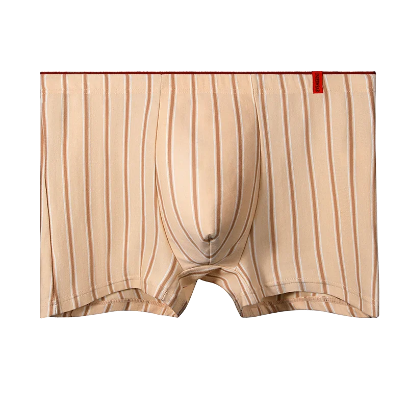 

5PCS Pure cotton underwear, men's trendy striped flat-leg pants, trendy sporty youth, large-sized comfortable four-corner pants