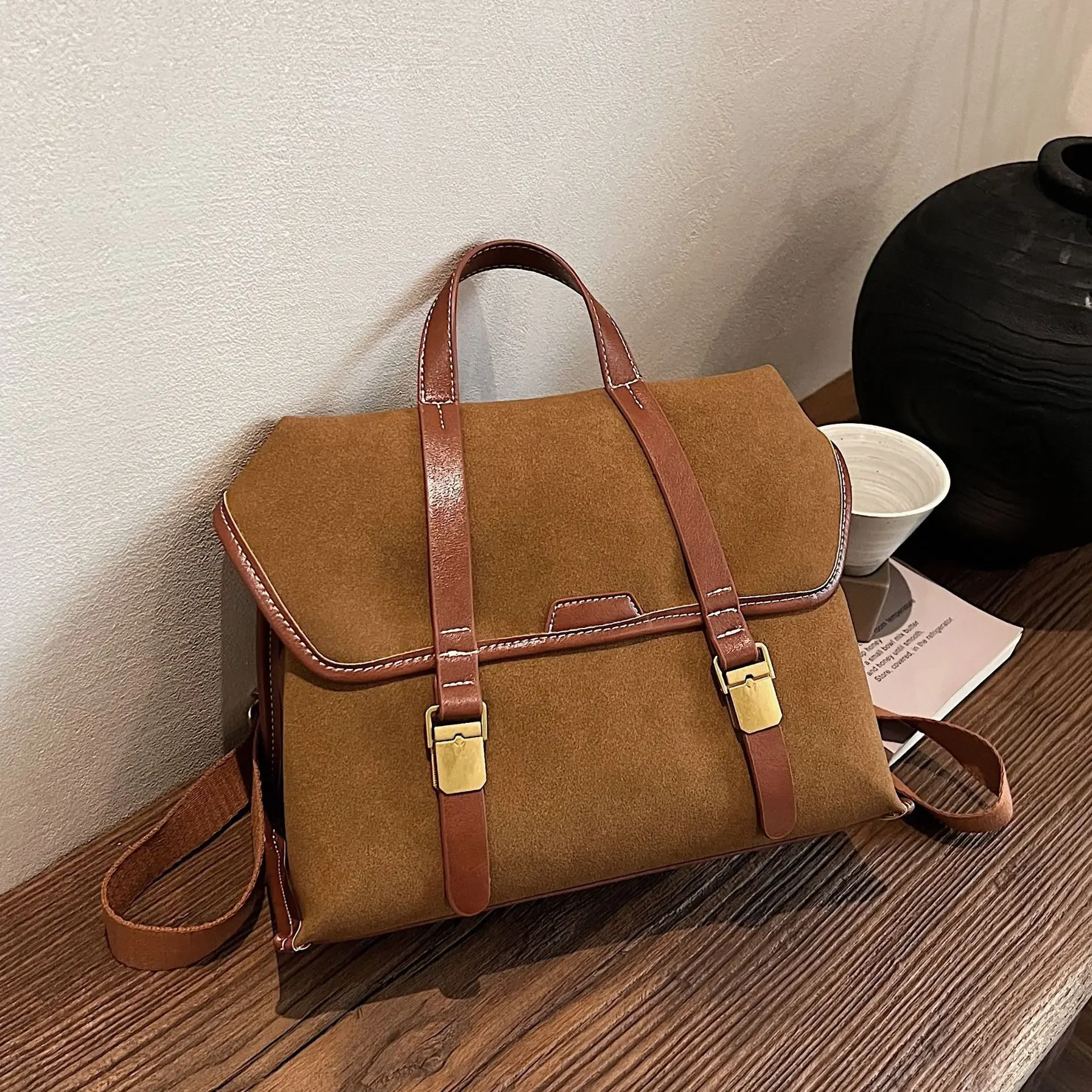 

Trendy Design Suede Leather Girls Backpack Women's Fashion Bag 2024 Daypack Solid Color Fashion Travel Brown Back Pack