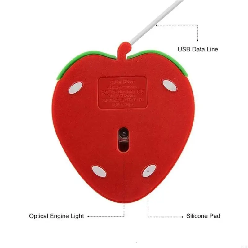 

652F Mini Computer Mouse USB Mice Strawberry Ergonomic Mouse Small Optical Mause For Laptop Kid Girl Gifts