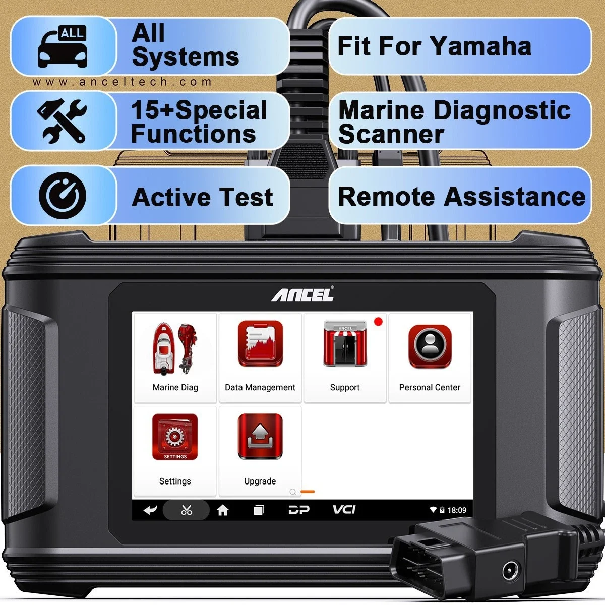 Marine Diagnostic Tool for Yamaha Jet Ski & Outboard Engine Scanner ANCEL MR500 15+ Special Functions ECU Fault Code Diagnostics