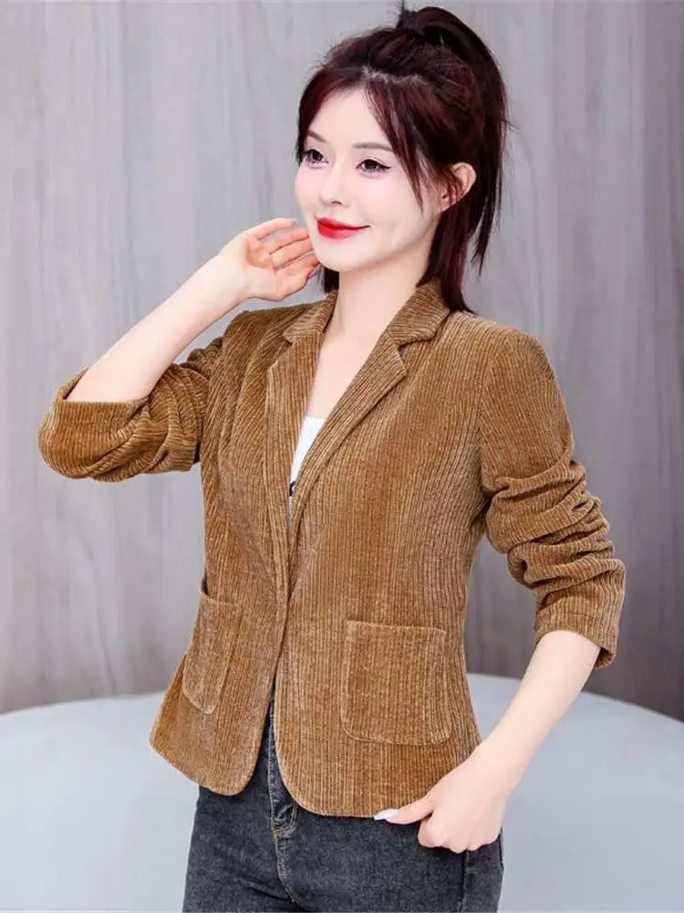 

Spring Autumn Casual ort Sle Slim Fit Women's Jaet Cleanfit Design High Quali Small Size Faionable Top