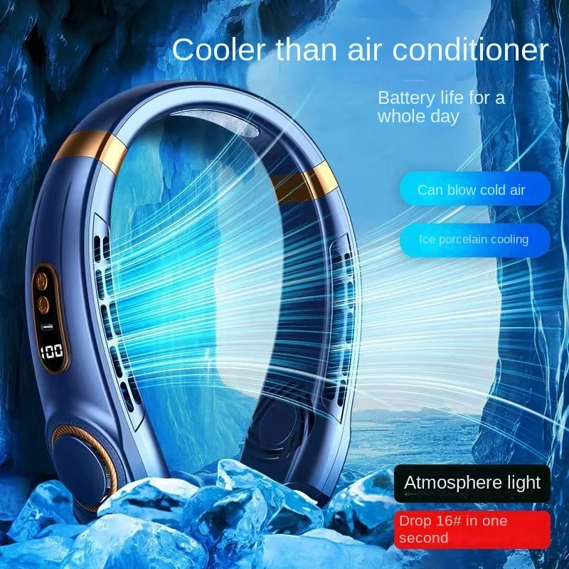 2024 New Portable Halterneck Fan USB Handheld Silent Multi-function Bladeless Mini Electric Fan5Speed Adjustable