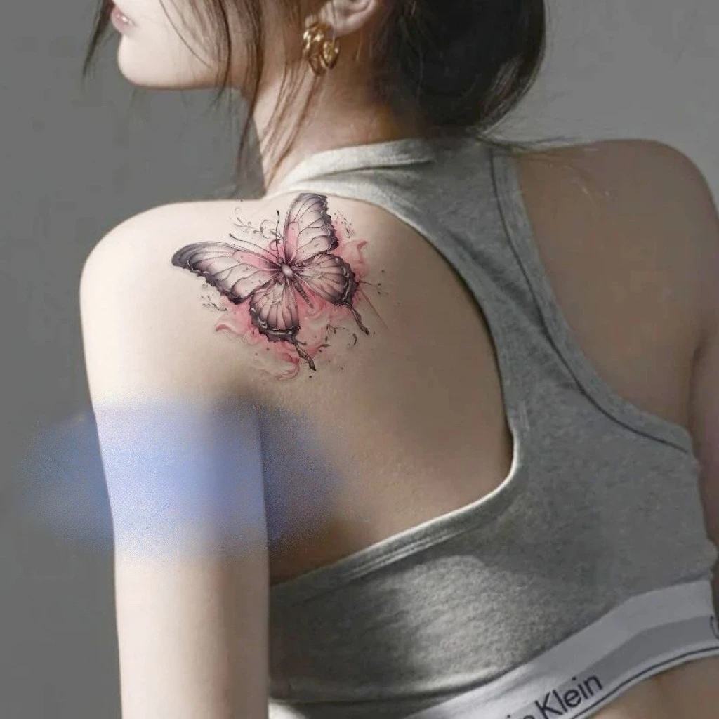 Butterfly tattoo sticker with advanced color, fashionable, compact, fresh, waterproof and long-lasting tattoo sticker