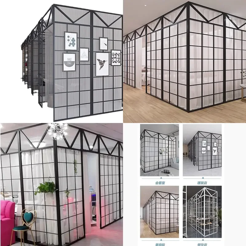 Nordic Wrought Iron Room Divider Screen for Salon Living Room Dining Bar Simple Partition Wall Decor