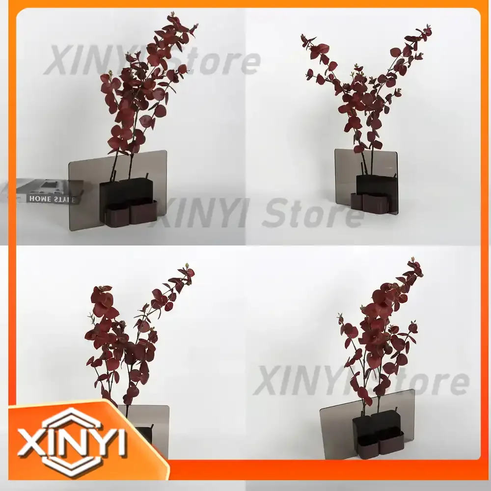 Modern Minimalist Creative Brown Metal Flower Vase for Sample Room Living Room Study Room Floral Arrangement Decor Luxury
