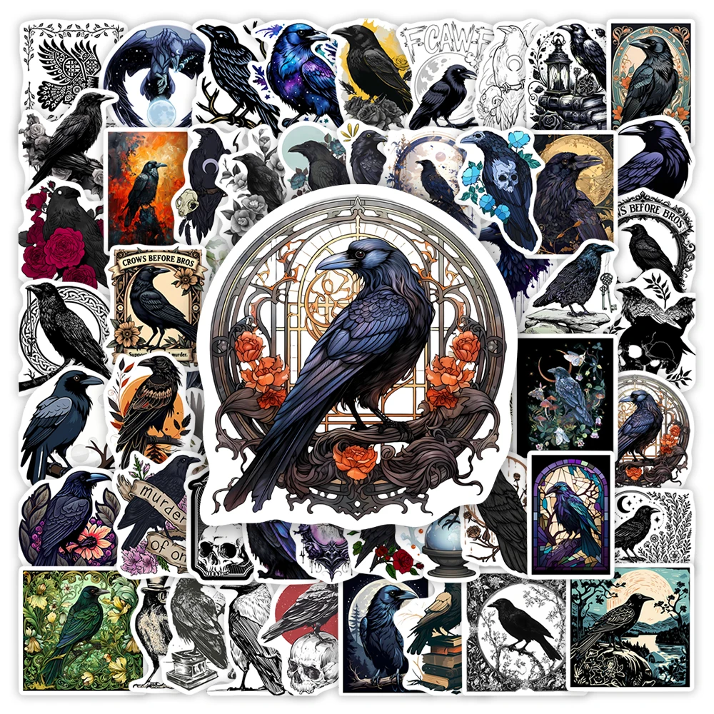 10/30/60 Stück Dark Magic Crow Aufkleber DIY wasserdichte Graffiti Aufkleber für Scrapbook Junk Journals Laptop Gepäckflaschen dekorativ