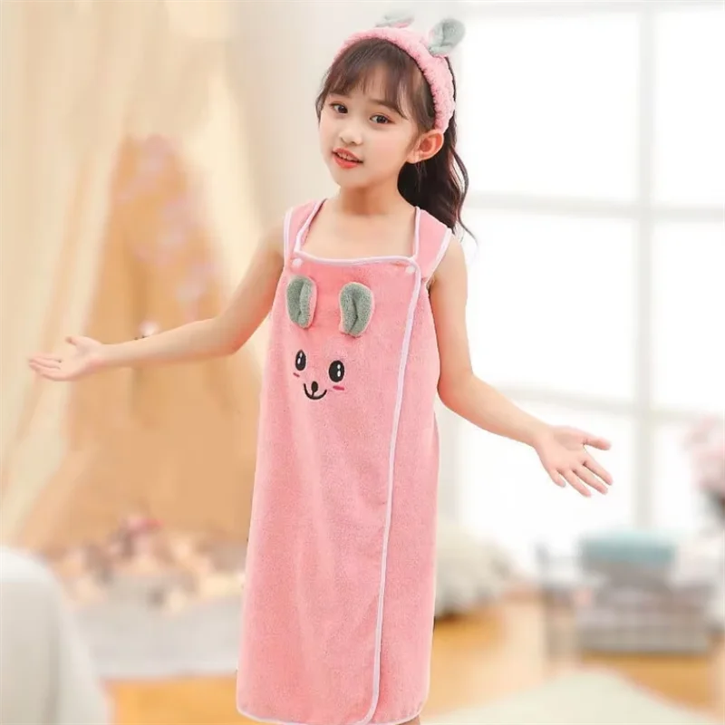 Four Season Universal Bath Towel Child Bath Towel Home Strap-style Cute Cartoon Absorbent Bath Skirt Girls Bathrobes Wearable