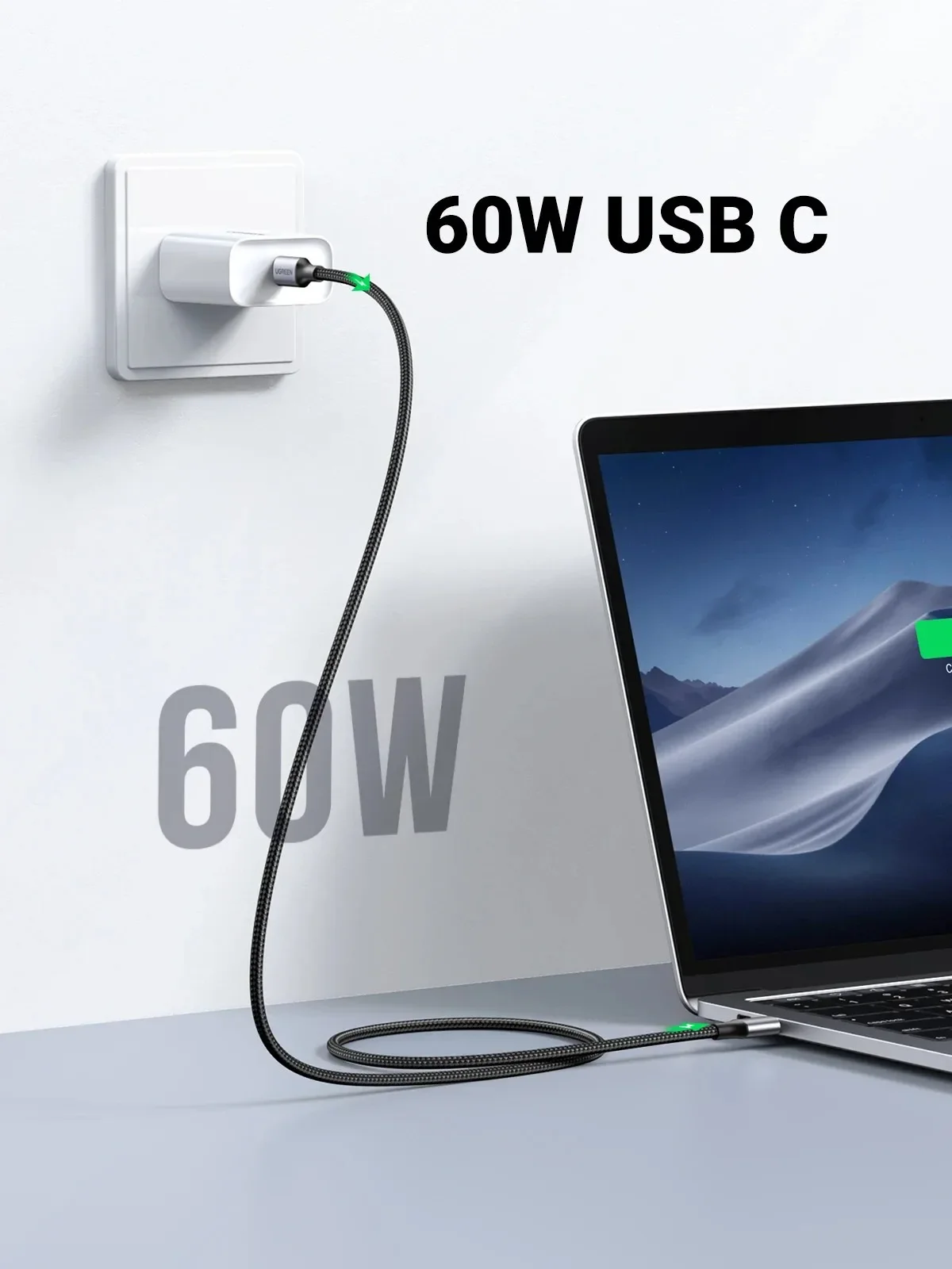 UGREEN 60W USB C Cable 100W Type C to Type C Cable 3A PD Fast charging data 25cm 50cm 1m 1.5m 2m 3m Nylon Braided phone notebook