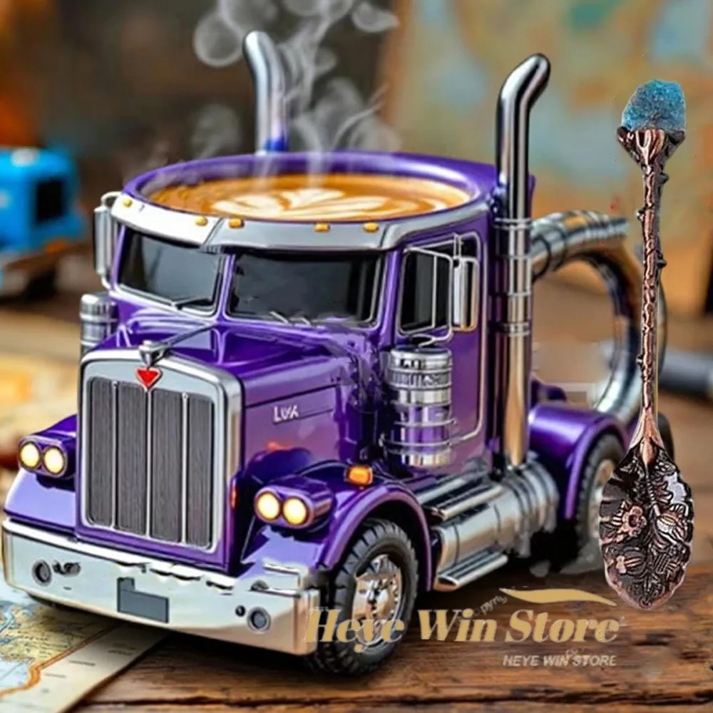 Funny Truck Coffee Cup Mug Handcrafted Durable Semi-trailer Shaped Ceramic Decorations for Men Women Truck Driver Gifts