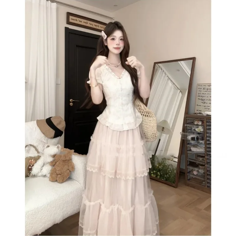 

Комплекты из двух предметов во французском стиле, женские наряды, модная элитная темпераментная юбка и милая рубашка, комплект