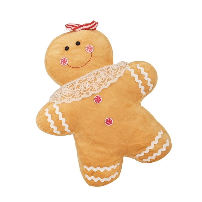 Novelty Gingerbreadman Plush Stuffed Pillow for Christmas Office Home Decors