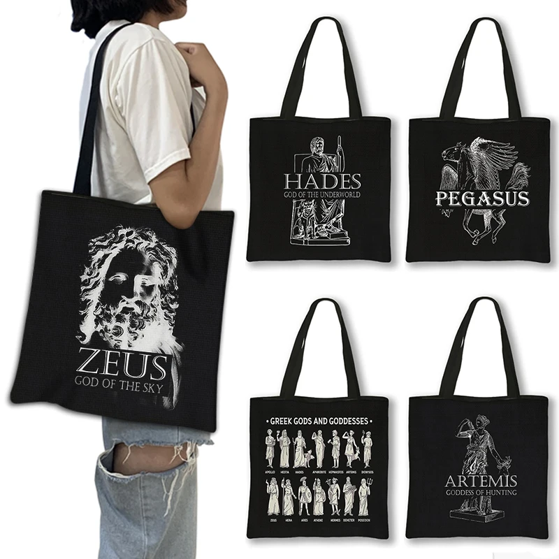 Greek Mythology Gods Print Shoulder Bag Women Athena Centaur Totes Bags Large Capacity Ladies Handbag Reusable Shopper Bags Gift