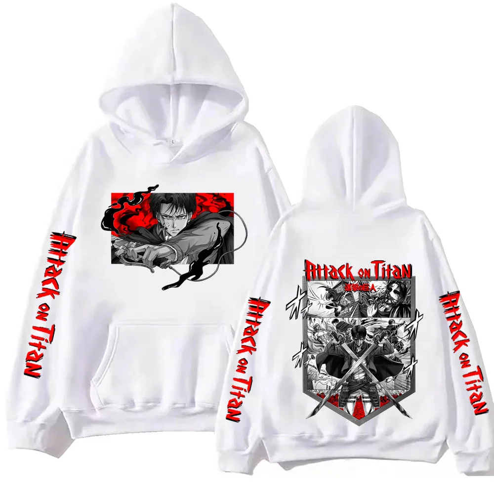 Anime Atak Tytanów Levi Ackermann Bluza z kapturem Harajuku Hip Hop Pullover Tops Fans Gift