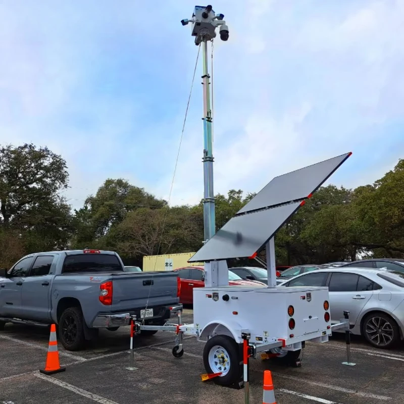 وحدة الطاقة الشمسية مقطورة برج المراقبة الشمسية المتنقلة المراقبة عن بعد 2 * 600 واط الألواح الشمسية للخارجية والبناء #6