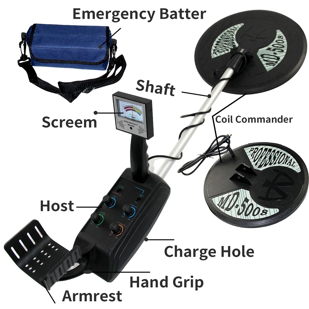 Originale High-End MD-5008 Metal Detector sotterraneo Gold Digger caccia al tesoro ad alta profondità con due bobine di attrezzi
