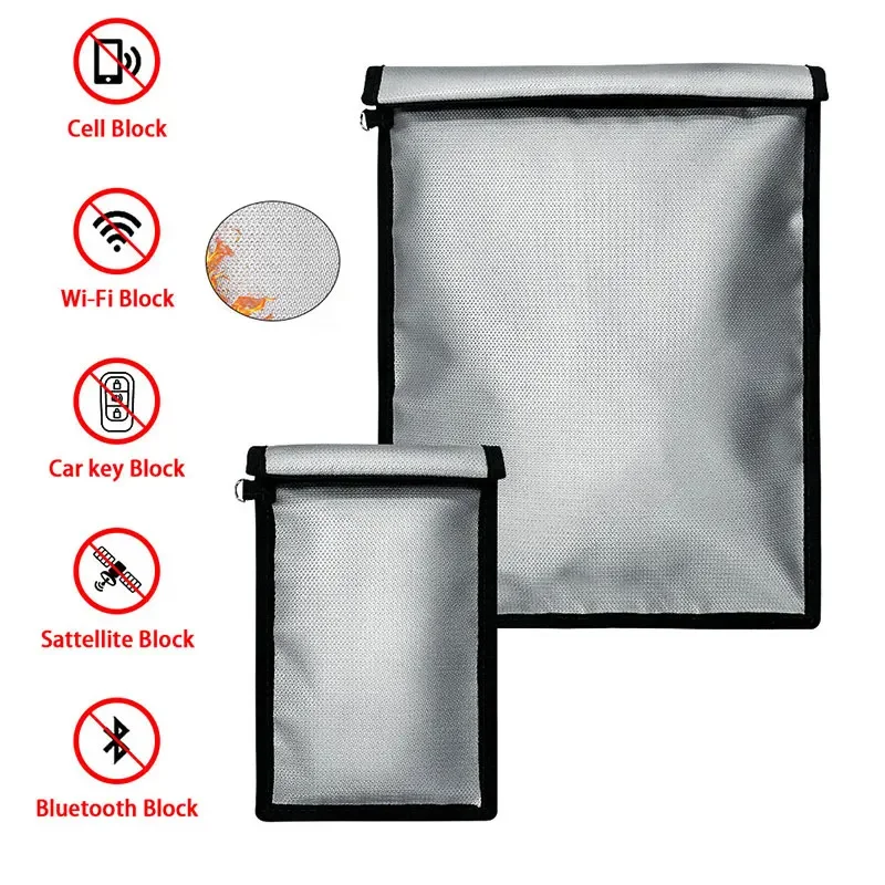 Fireproof Waterproof Signal Blocker Bag Notebook Computer Tablets Laptop Phone Key Fobs Storage Pouch Anti-Hacking Faraday Bags