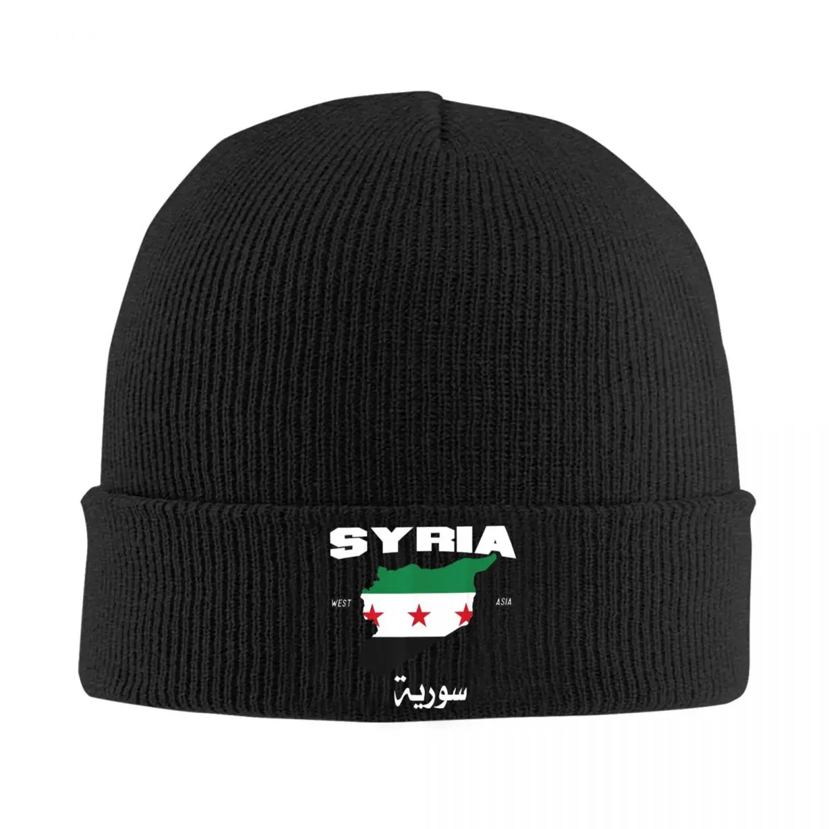 Syrische Flagge Syrien Karte Strickmütze Mützen Herbst Winter Hüte Warme Unisex Hip-Hop Caps für Männer Frauen Geschenk