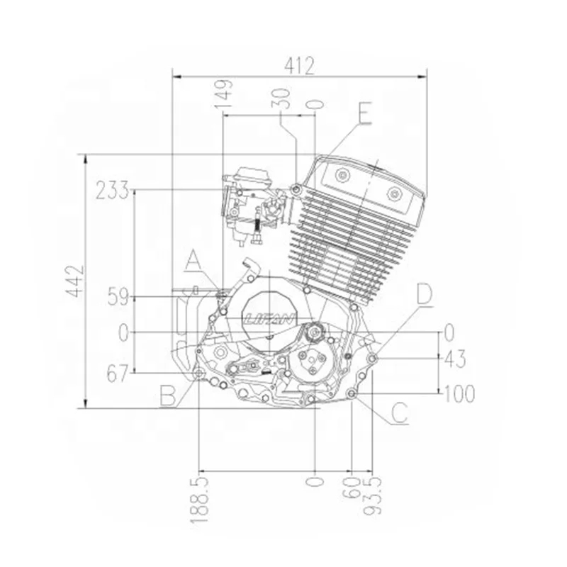 CQJB High Quality Motorcycle Engine 250CC Air Cooled Parallel Double Cylinder Motorcycle Engine Assembly