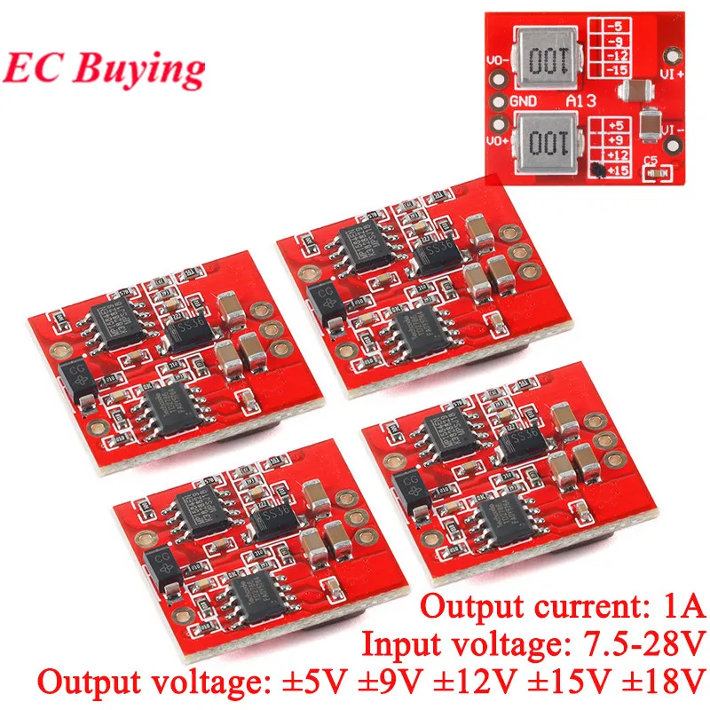 5Pcs/1pc DC-DC Step-Down Buck Converter Voltage Regulator Board Dual DC ± 5V 9V 12V 15V 18V to 7.5-28V 1A Power Supply Module