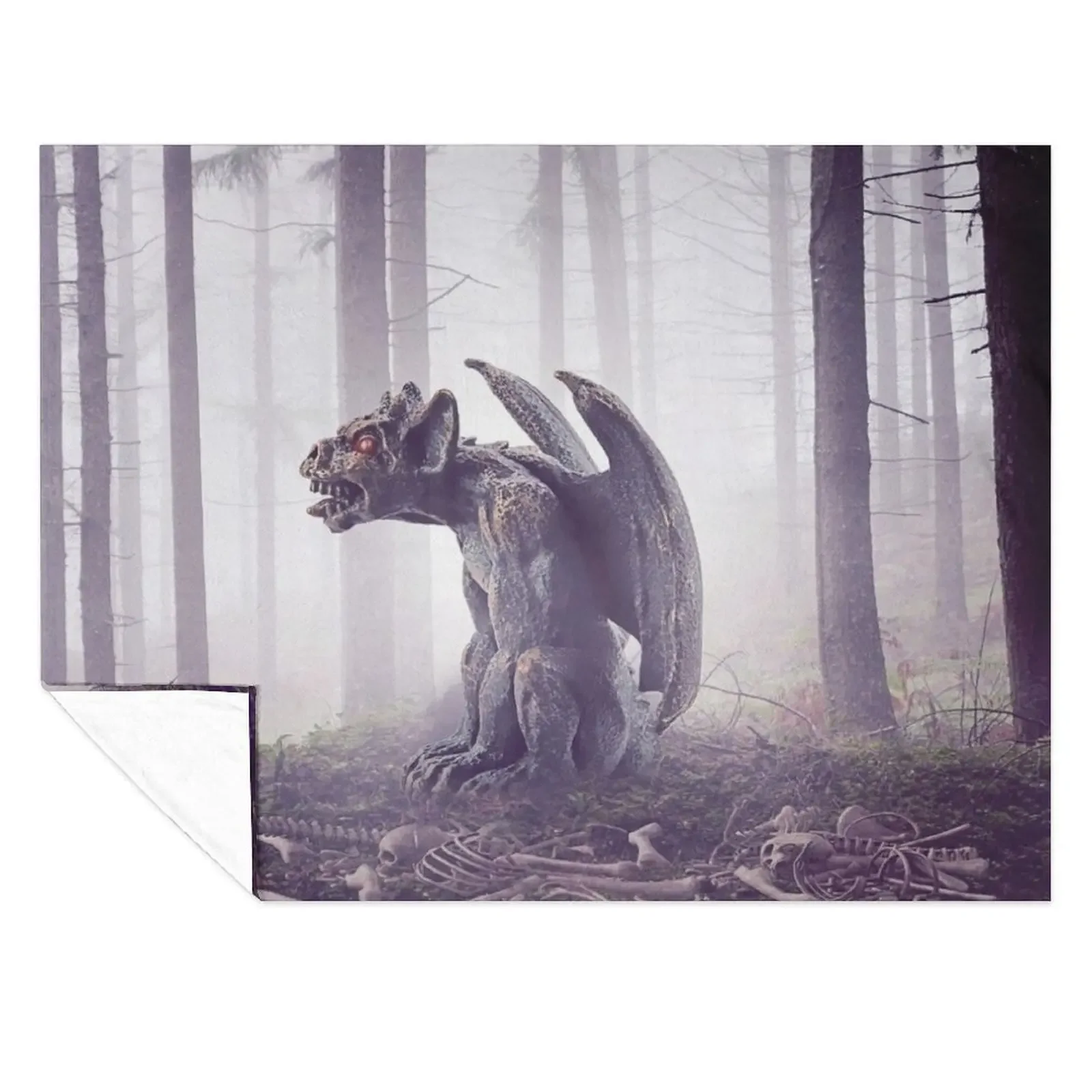 

Mysterious gargoyle shrouded in fog Throw Blanket Winter beds christmas decoration Luxury Designer Decorative Sofa Blankets