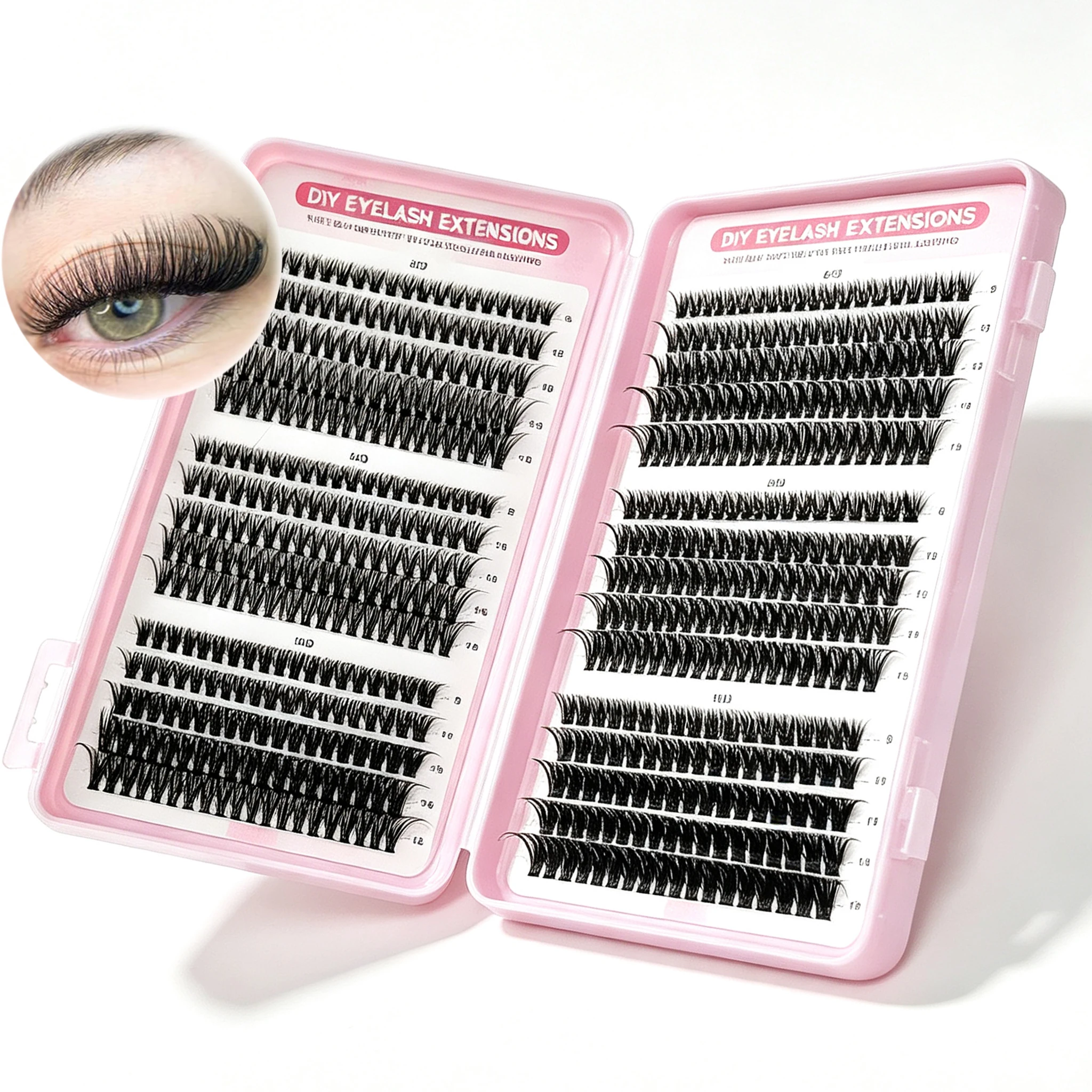 DIY Einzelwimpern-Set 30D 100D Flauschige D-Curl Wimpern in gemischten Längen, segmentierte falsche Wimpern, wiederverwendbares Wimpernverlängerungs-Kit für zu Hause – Detail 1