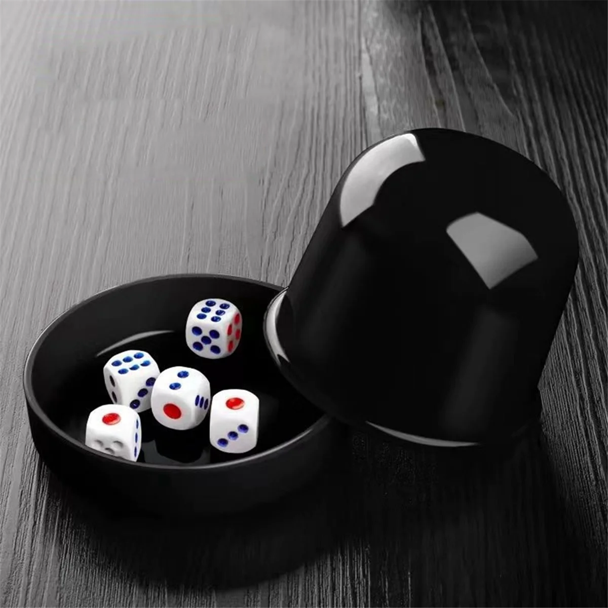 ONCE Plastic Poker Dice Cup Set with 5 Dices Shaking Cup Drinking Board Game Dice Box Black