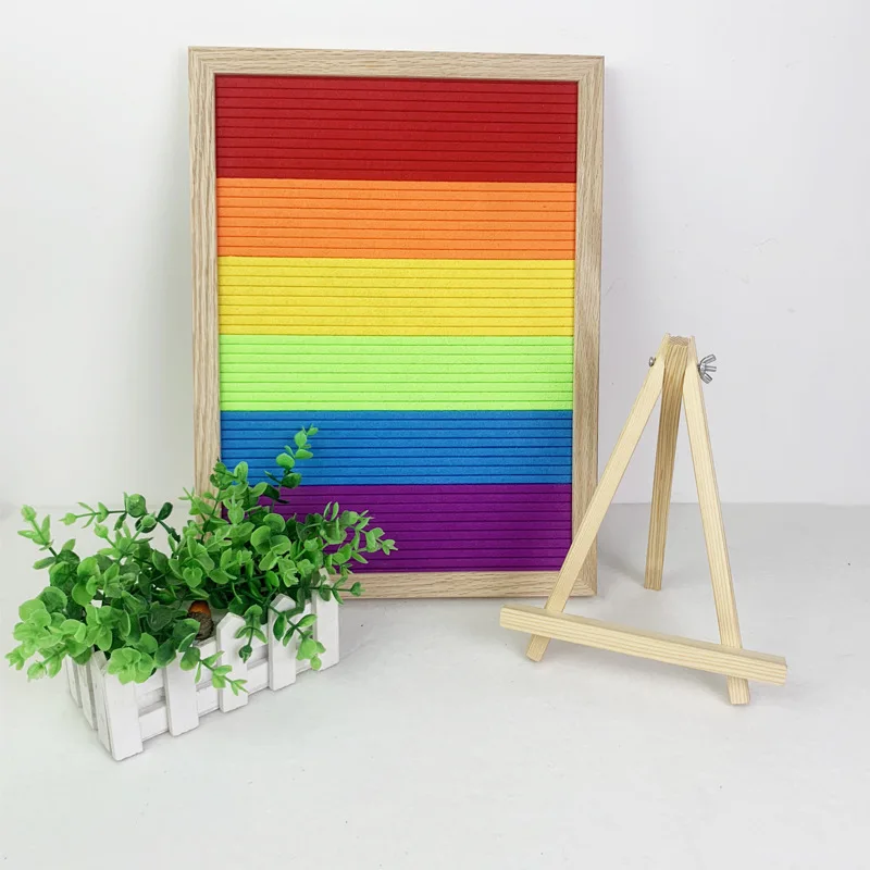 Wooden Frame Colorful Felt Changeable Letter Board Match Plastic Letters As Gift