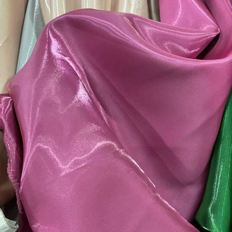 New Color Dark Rose Glossy Liquid Satin Fabric Shiny Water Gloss Satin for Wedding Dress Suit Clothing Designer DIY Material