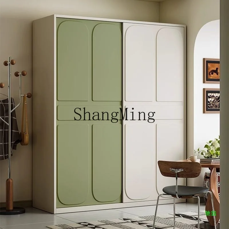 

FG cream style wardrobe bedroom sliding door wardrobe home large capacity storage floor cabinet