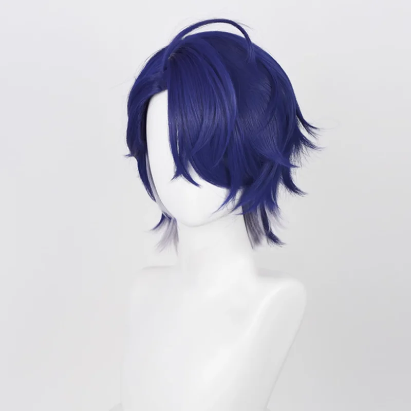 Game Honkai: Star Rail Sampo Koski Cosplay Wig Dark Blue Mixed Silver Short Hair Heat Resistant Synthetic Halloween Party Props