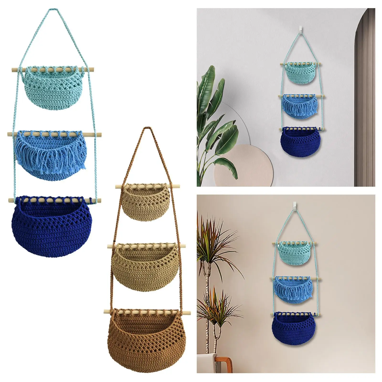 Wall Hanging Storage Bag Storage Bin Decorative Boho Decor Macrame Hanging Basket for Organizing Onion Garlic Potato Living Room