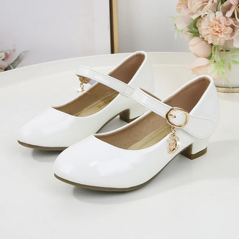 

New Children Princess Dance Shoe Girls PU Leather Stage Shoe Kid Perform Wedding Party Shoe Low-heeled Mary Janes Casual Shoe