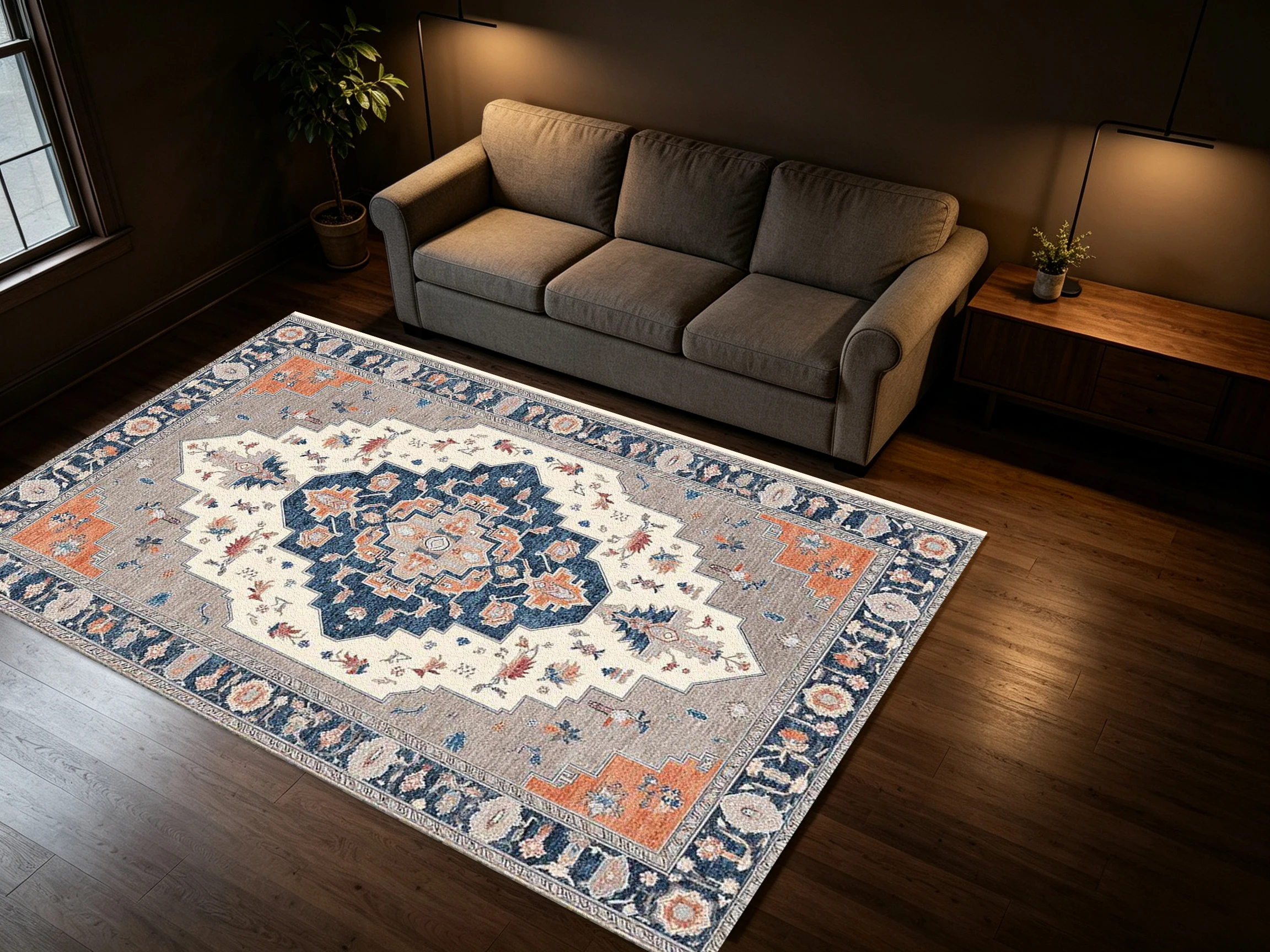 Oriental Vintage Medallion Carpet Flooring Classic Ethnic Style Area Rug for Room Decor