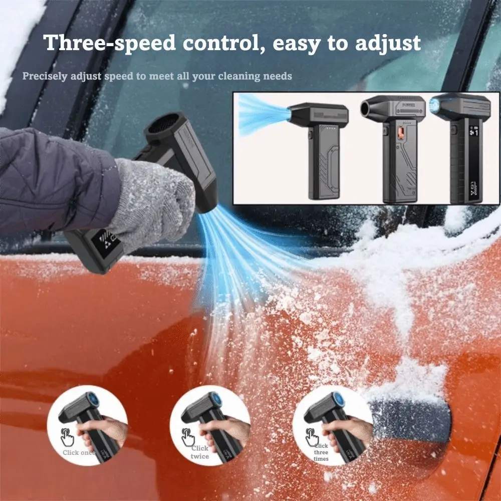 

130000RPM Violent Turbofan LED Light Infinite Speed Regulation Violent Fan Cleaning Tool Brushless Motor Portable Design