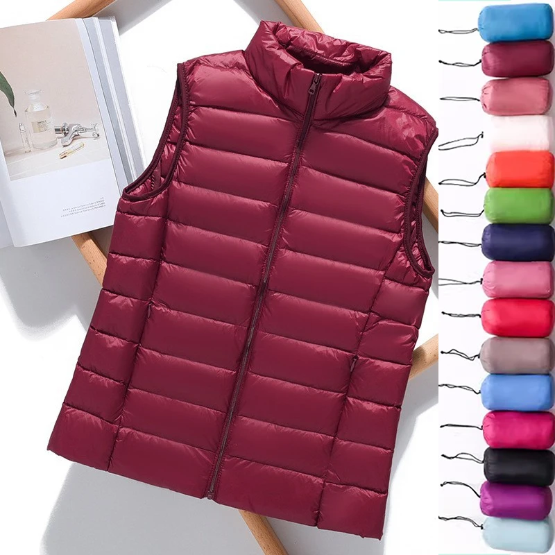 Plus Size 5XL 6XL 8XL Women Vest Down Ultra Lightweight Coat New Female Sleeveless Portable Packable Spring Puffer Jackets