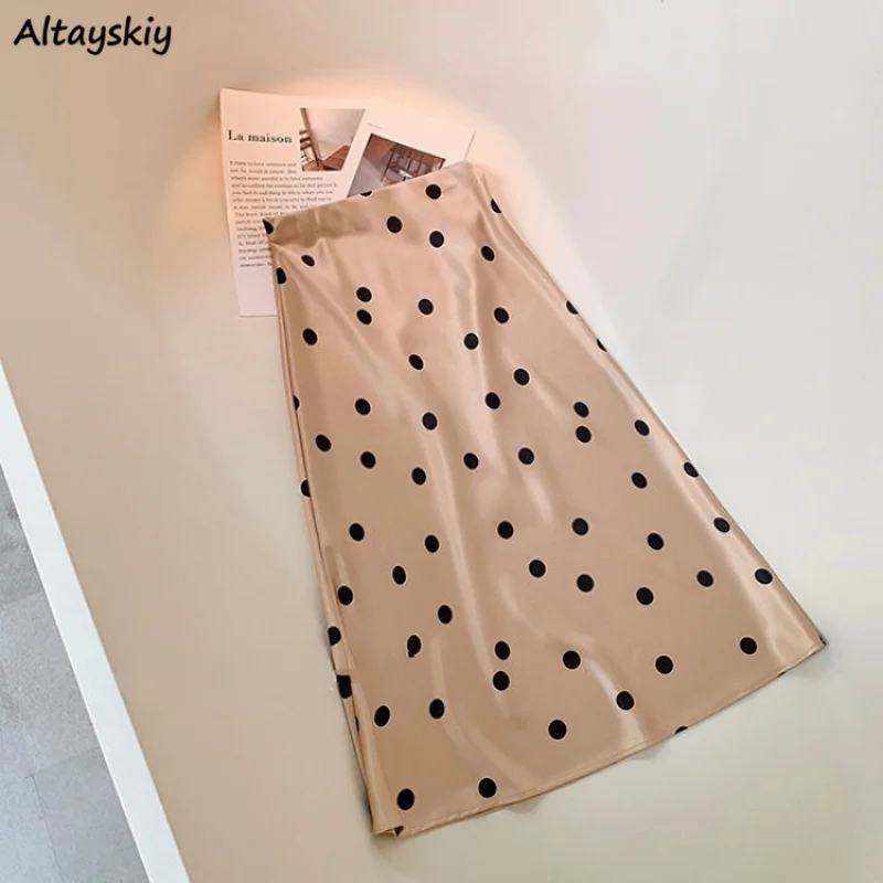 

S-3XL Midi Skirts Women Dot Casual Spring All-match Tender Daily Ulzzang Style Classic Aesthetic Ladies Fashion Faldas Largas