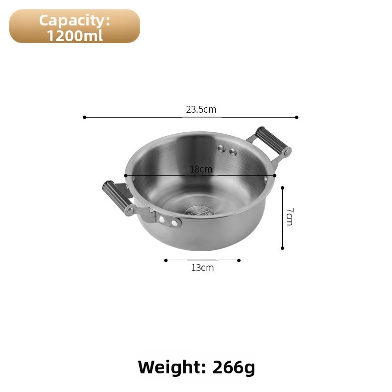 

304 Stainless Steel Korean Style Snail Rice Noodle Pot Double Ear Handles for Comfortable Cooking of Ramen Soup