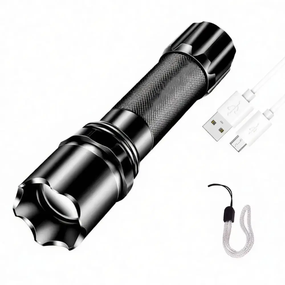 Powerful Led Flashlight Rechargeable Aluminum Torch Portable Outdoor Lighting Tool For Camping Hiking Emergency Tactical Search