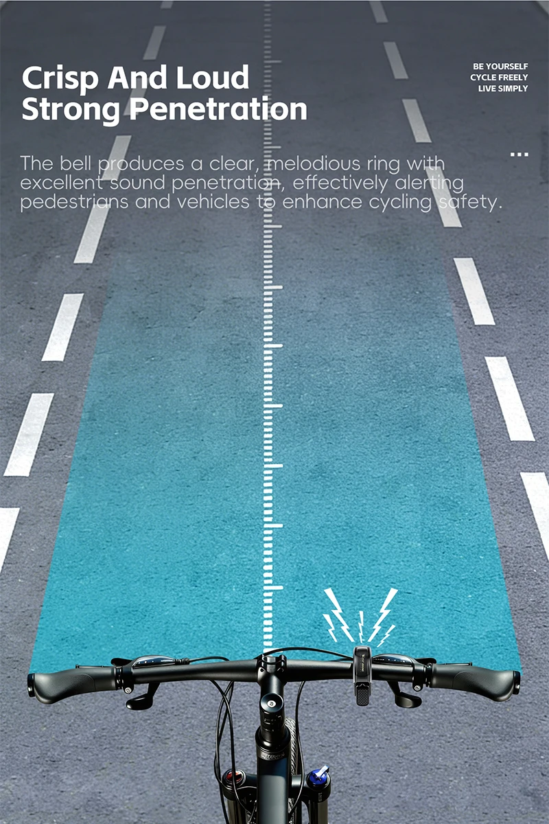 WEST BIKING Whale Versteckte Fahrradklingel aus Aluminiumlegierung, Fahrradhorn mit klarem, lautem Ton, 22,2-31,8 mm Lenkerklingel zur Sicherheitswarnung – Detail 5