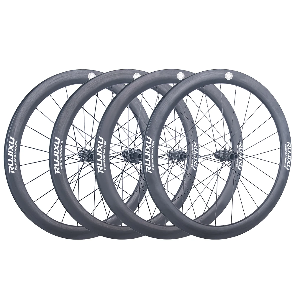 

RUJIXU T800 Carbon Rim, 24Holes, Center Lock Disc Brake & Thru-Axle Hub Light Weight 50mm High 700c Carbon Fiber Wheel Set