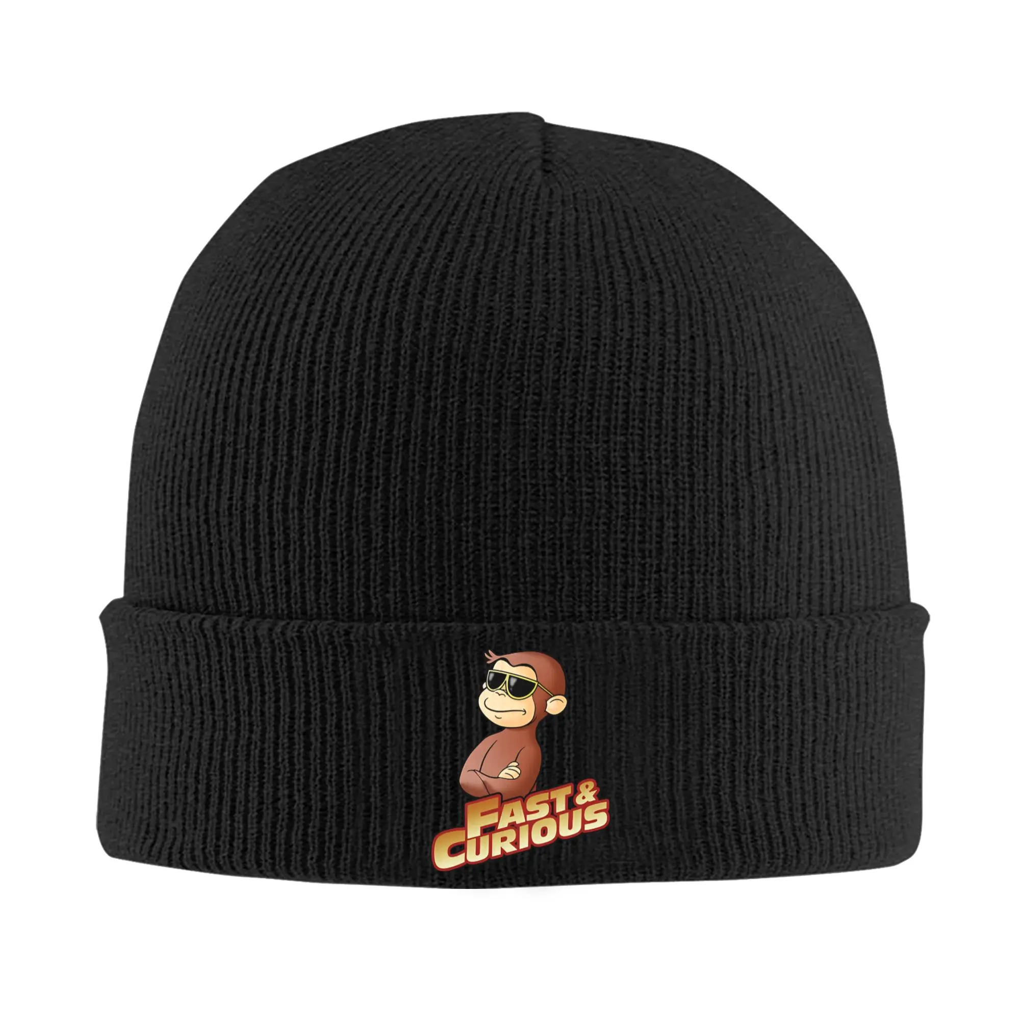 Curious George Knitting Hat  Vintage Caps Men Women Unisex Outdoor Sport Beanie Hats Autumn Pattern Thermal Elastic Bonnet Hats