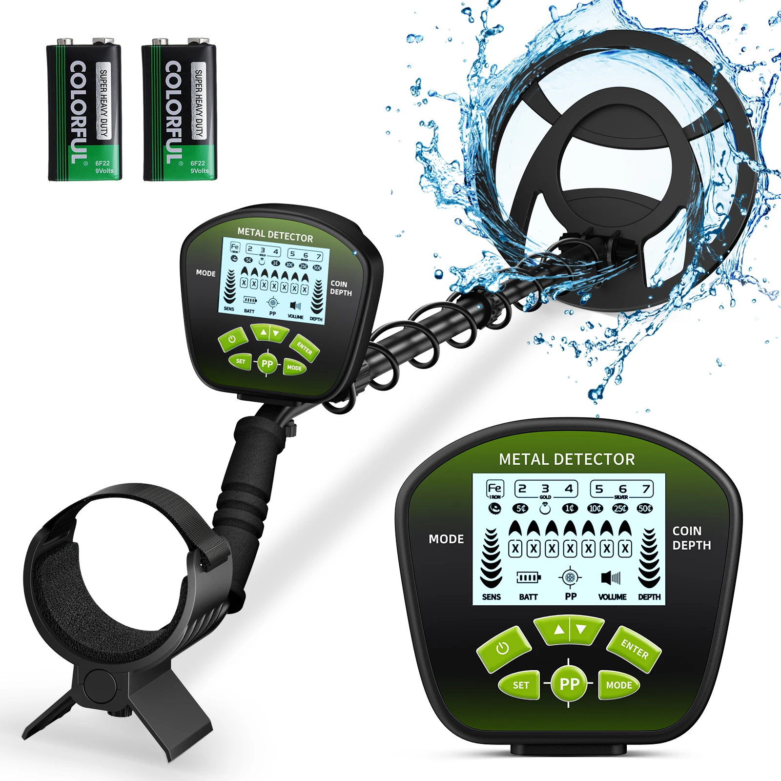 Metal Detector Underground Professional Depth Search Finder Gold Detector Treasure Detecting Pinpointer Waterproof Coil
